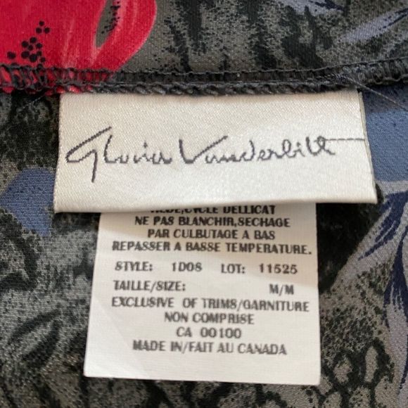 gloria vanderbilt vintage long grey pink floral wrap skirt sz M - Picture 4 of 4